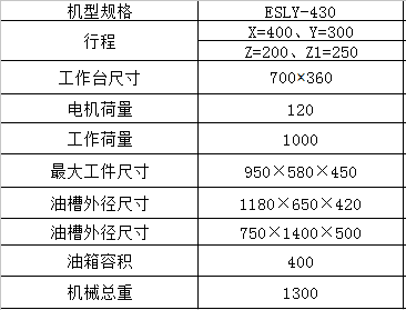 電火花成型機(jī)430參數(shù)