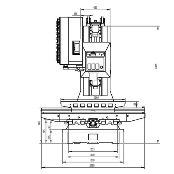 1270硬軌加工中心床身尺寸