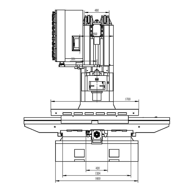 1580硬軌加工中心床身尺寸